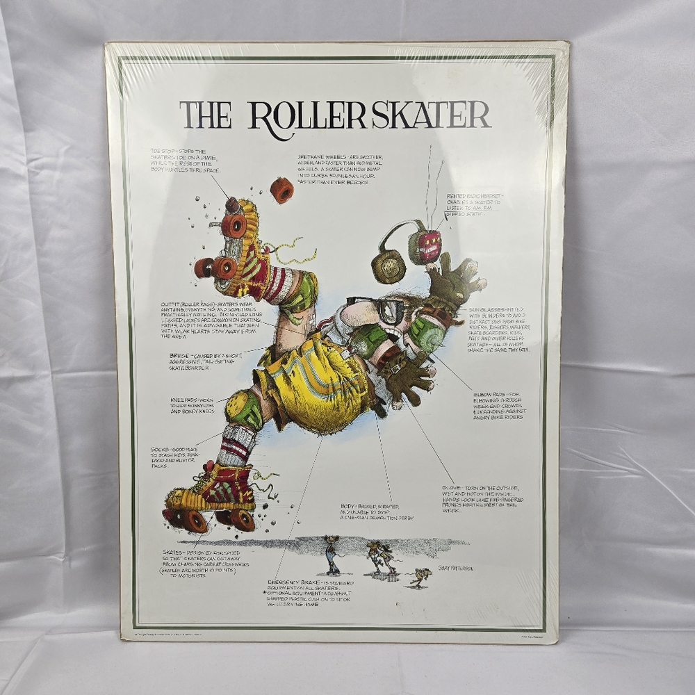 Gary Patterson 1980 "THE ROLLER SKATER", Full Size  18" x 24" New In Pkg Poster